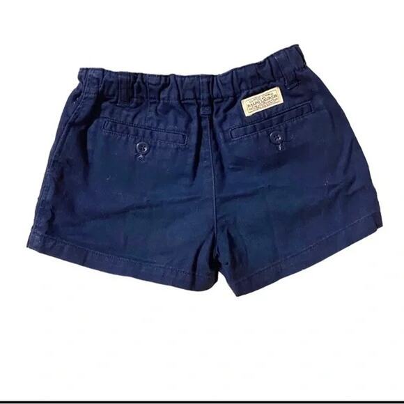Ralph Lauren Shorts Girl 6 Navy Blue Flat Front Pink Pony Logo Adjustable Waist - Picture 2 of 4